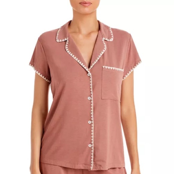 Eberjay Frida Whipstitch Jersey Knit Pajama Top - Pink - Size Large - Picture 2 of 8